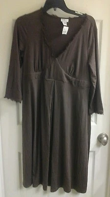 Vestido de maternidad Mimi, marrón plisado delantero, cuello en V, mujer talla grande, nuevo con etiquetas $98 Foto 1 de 4