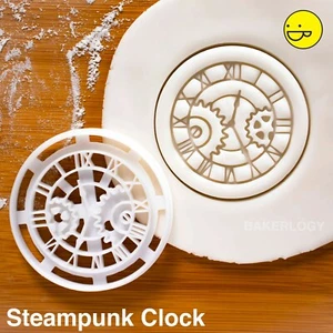 Steampunk Clock cookie cutter | vintage retro victorian cyberpunk party biscuit - Picture 1 of 5