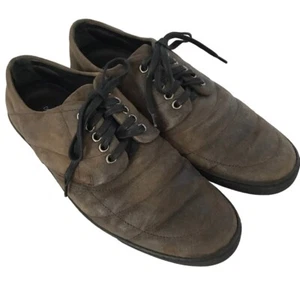 DOLCE & GABBANA Mens Shoes Distressed Leather Sneakers Lace Up Brown Sz 6.5 - Picture 1 of 5