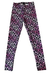 Pixie Lane Girls Hi Shine XOXO & Hearts Print Leggings Size 11-12 - Picture 1 of 3