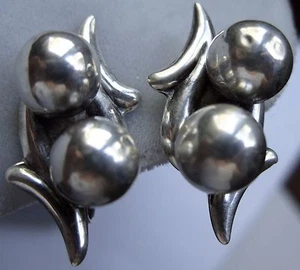 Sterling Silver MEXICAN STERLING SILVER SPHERES EARRINGS SCREW BACK DF - Picture 1 of 7