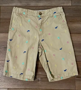 Carter's Boys 10 Tan Whale Anchor Boat Embroidered Classic Fit Shorts Adjustable - Picture 1 of 7