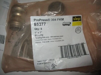 NEW PROPRESS Viega 85277 (5 Pack) Stainless 304 1" x 1" Coupling w/Stop - Image 1 of 2
