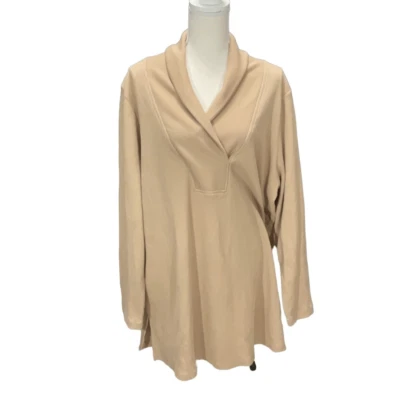 Roamans бежевый длинным рукавом вафли вязаный пуловер с воротником свитер женский размер 1 X - Изображение 1 из 4