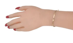 Valentino Multi Tone Link 7.2" Long Ladies Bracelet New Solid Real 10K Gold 2 Gr - Picture 1 of 11