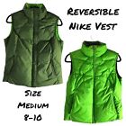 Nike Womens Size Medium 8-10 Puffer Vest Green Polyester Reversible Down Warm