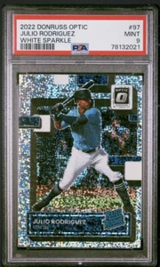 2022 Donruss Optik Julio Rodriguez WEISS SPARKLE PRIZM/20 SSP Rookie SSP PSA 9 - Bild 1 von 2