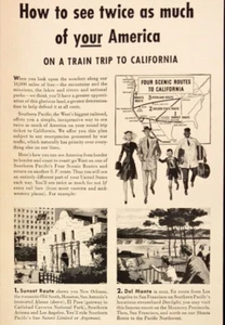 1942 Southern Pacific Railroad Train Trip California anuncio impreso vintage de lujo - Imagen 1 de 7