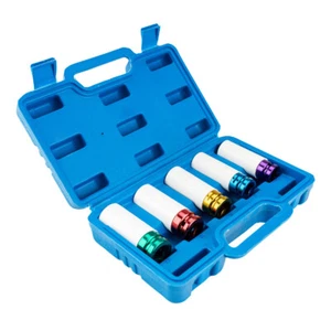 Juego de enchufes de impacto de tuerca de tuerca Juego de protectores de rueda de enchufe de pared delgada 1/2" 5 piezas - Imagen 1 de 6