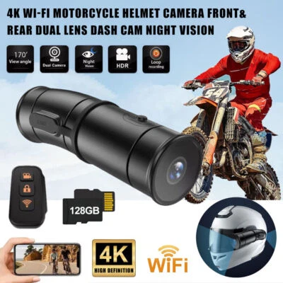 Motorcycle Helmet Dash Cam WiFi Front&Rear Dual Fisheye Lens Camera Night Vision - Image 1 of 4