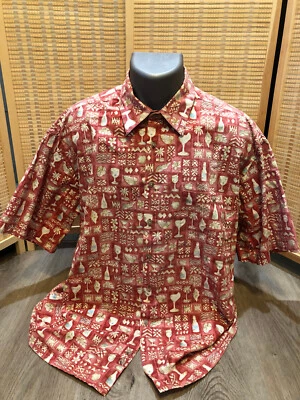 Campia Moda Hawaiian Button Up Aloha  Shirt 100% Cotton Vintage Red XL H127 - Image 1 of 4