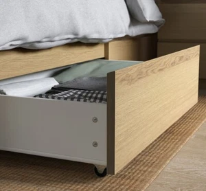 MALM Bettkasten für Bettgestell hoch, Eichenfurnier weiß lasiert, 200 cm - Bild 1 von 4