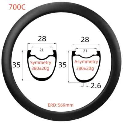 700C Road Bicycle Wheels 28mm Wide 35mm Depth Super Light Tubeless Carbon Rims - Image 1 of 4