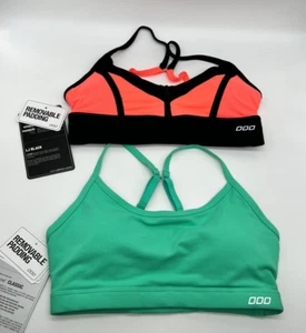 New Set 2 LORNA JANE ATHLETIC SPORT BRA YOGA GYM Women SZ XS Tang. Black & Green - Picture 1 of 10