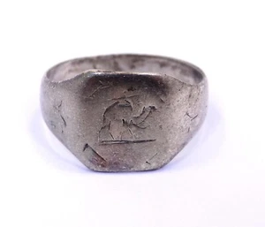 Antique Military style Egypt CAMEL Middle East War Era Sterling Silver Ring - Picture 1 of 8