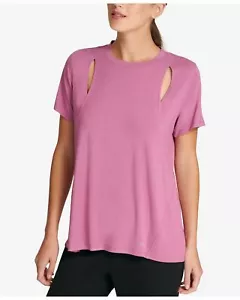 DKNY Womens Sport Cut-Out T-Shirt Light Peony Size Large - Picture 1 of 2