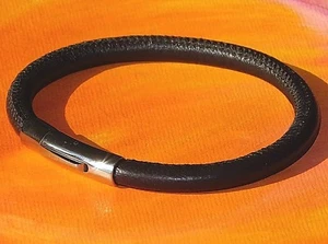Ladies/ mens 5mm brown nappa leather & stainless steel bracelet by Lyme Bay Art - Picture 1 of 3