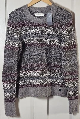 Abercrombie & Fitch Sweater Junior's Size L NWT Chunky Maroon Gray Cabincore Top - Image 1 of 4