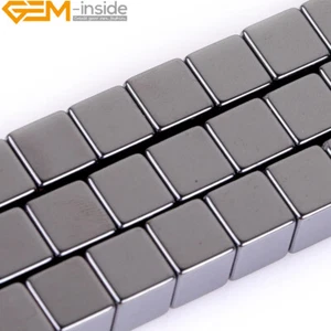 Cuentas cubo de piedras preciosas de hematita negra natural para hacer joyas 15" 3 mm 4 mm 6 mm - Imagen 1 de 36