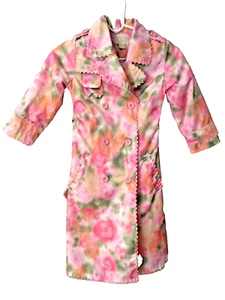 Girl's Raincoat Jacket Trench THE CHILDRENS PLACE Sz S 4 Floral Lined Belt New - Picture 1 of 4