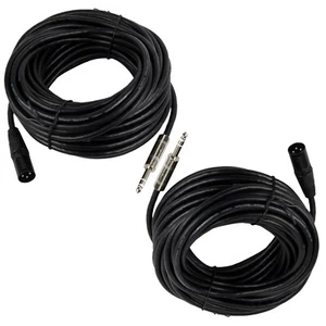 2-Pack 50ft 6.35mm Quarter Stereo DJs Cables to 3-Pin XLR Female PA Audio Cables - Picture 1 of 16