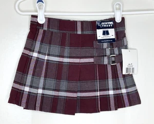French Toast Girls 4 NWT School Uniform Pleated Skirt Skort Burgundy Plaid - Picture 1 of 4