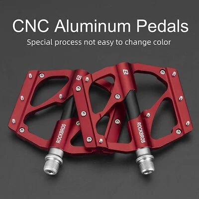 Pedales planos para bicicleta ROCKBROS MTB 9/16"" cojinete sellado antideslizante plataforma ancha Foto 1 de 4