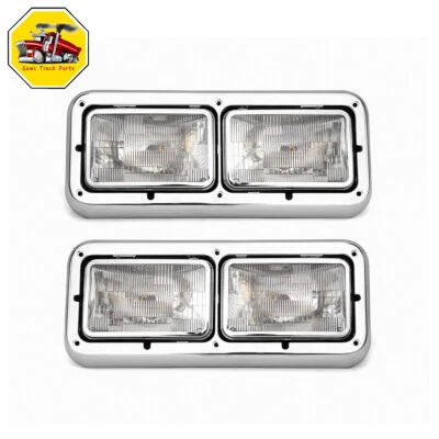 For Kenworth W900 T600 T800 Peterbilt 379 Freightliner Classic Headlight Pair - Imagem 1 de 4