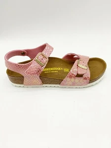 Sandalias Birkenstock Rio Niños Rosa Serpiente Brillante Rosa Calce Estrecho - Imagen 1 de 5