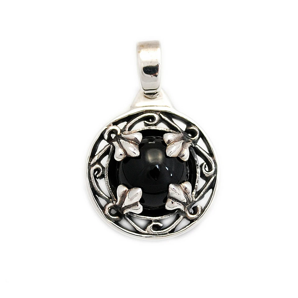 COLGANTE GÓTICO MOTOCICLISTA PLATA ESTERLINA 925 CRISTAL ÓNIX NEGRO FLEUR DE LIS ec-050 Foto 1 de 4
