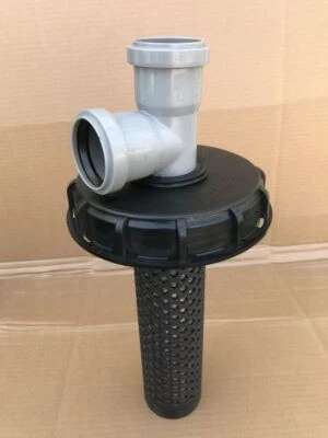 MARKENLOS IBC Deckel DN 150 mit 50 75 110 mm HT T-Stück Abzweig mit Filterkorb