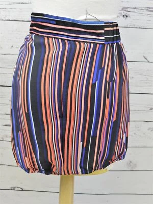 French Connection 8  Coral Blue Striped Silk Mini Skirt Y2K Going Out Evening - Image 1 of 4