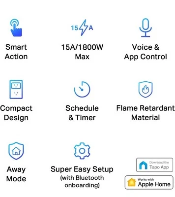 B-4. TP-Link Tapo Smart Plug Mini 15A Smart Home Wi-Fi Plug Super Easy Setup - Image 1 of 4