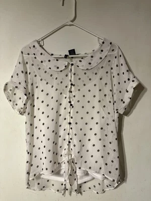 New Directions Ladies Top Large White / Black Dots Under Cami & Tie - Image 1 of 3