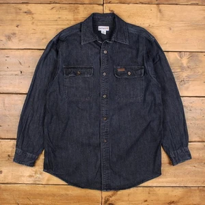 Vintage Carhartt Denim Shirt Button M Workwear Mens Long Sleeve Blue Solid - Picture 1 of 7