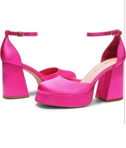 Women Platform High Chunky Block Heel Ankle Strap Close Toe Dress Pump Shoes - Picture 1 of 5