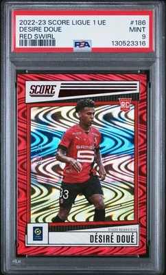 2022-23 Score Ligue 1 #186 Desire Doue RC Red Swirl /65 color match PSA 9 (0 ⬆️) - Image 1 of 2