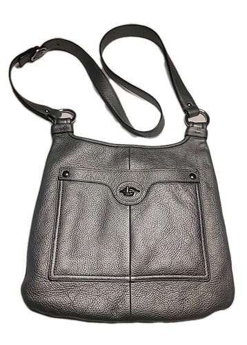 Borsa a tracolla Coach in pelle con ciottoli argento metallizzato Penelope J1168 F16533