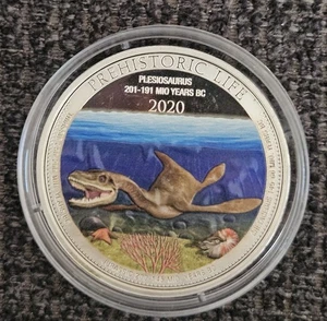 Vida Prehistórica Plesiosaurus (2.) en color - 2020, 1oz ST - Imagen 1 de 3