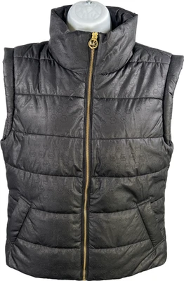 Chaleco acolchado Michael Kors para mujer negro sin mangas cremallera completa - S Foto 1 de 4