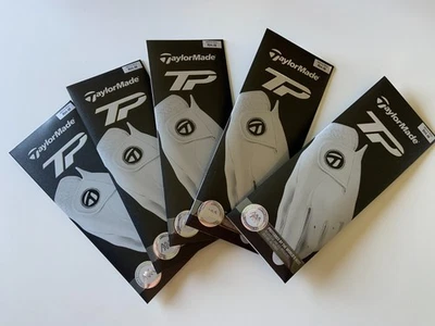 NUEVO Lote de 5 guantes de golf TaylorMade TM21 2021 TP para hombre diestro medio BLANCO ROTO $125 Foto 1 de 4
