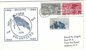 U.S. - 137th Inf. Reg. New York Volunteers cover w/ Battle of Gettysburg cancel - Bild 1 von 1