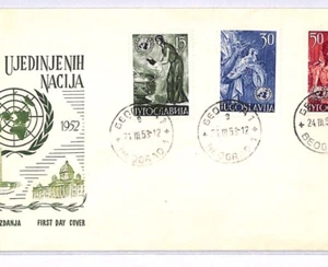 YUGOSLAVIA 1953 FDC Set *UNITED NATIONS DAY* Illustrated First Day Cover YT254 - Picture 1 of 11