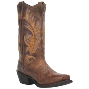 51173 Laredo Damas Pluma Amor Cuero Bota - Bronceado con Pluma Bordado NUEVO - Imagen 1 de 12
