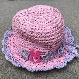 HOT BISCUITS MIKI HOUSE Girls Kids Crochet Bucket Hat MEDIUM Pink Cap - Picture 1 of 7