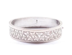 1886 Victorian Bangle Bracelet Ladies 925 Sterling Silver Chased Design - Picture 1 of 12