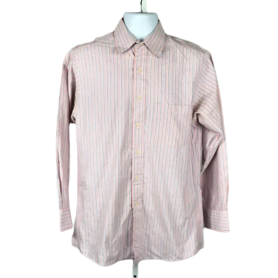 IZOD Мужская рубашка на пуговицах ~ Sz 15 32/33 M ~ розовый и белый ~ длинным рукавом - Изображение 1 из 4