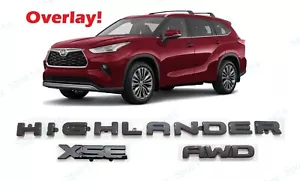 3pc Set Gloss Black HIGHLANDER XSE AWD OVERLAY Emblem 2021+ Toyota Highlander - Foto 1 di 10