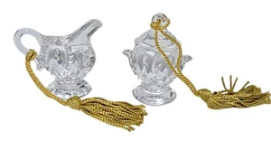 Vintage Miniature Clear Glass Teapot And Creamer Figurines Ornaments 2 IN Tall - Picture 1 of 8