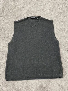 Vintage Structure Vest Mens Extra Large Charcoal Gray Cable Knit Ramie Cotton - Picture 1 of 9